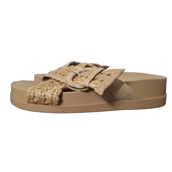 Marc Fisher Welti Woven Buckle Platform Sandal Womens Sz 8.5M Tan - Picture 6 of 11